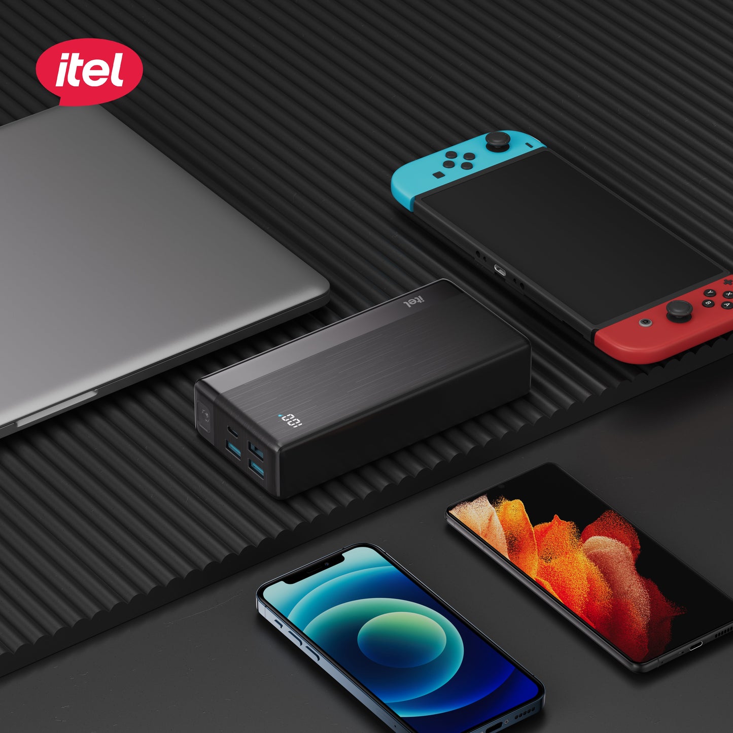 itel PowerPulseA1481 PowerBank27000mAh 22.5W Fast Charging Type-C+18W Charger